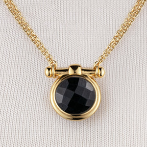 Adele - Black Onyx Equestrian Horse Bit Necklace in Gold