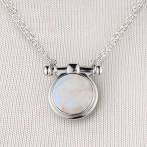 Adele - Moonstone Equestrian Horse Bit Necklace in Silver