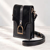 Devon Deluxe Phone Bag - Luxury Leather Handbag in Black on Black