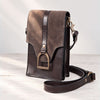 Devon Deluxe Phone Bag - Luxury Leather Handbag in Deep Brown on Brown