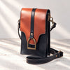 Devon Deluxe Phone Bag - Luxury Leather Handbag in Cognac on Black