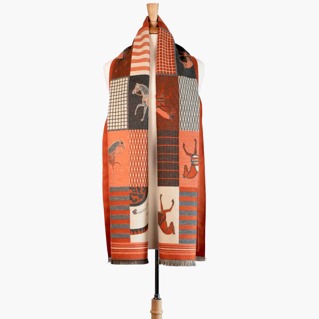 Devon Tangerine Shawl – Wool Equestrian Gift with EQ Elegance