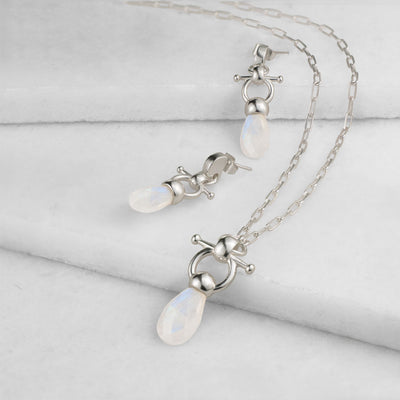 Droplette Snaffle Necklace - Moonstone & Silver