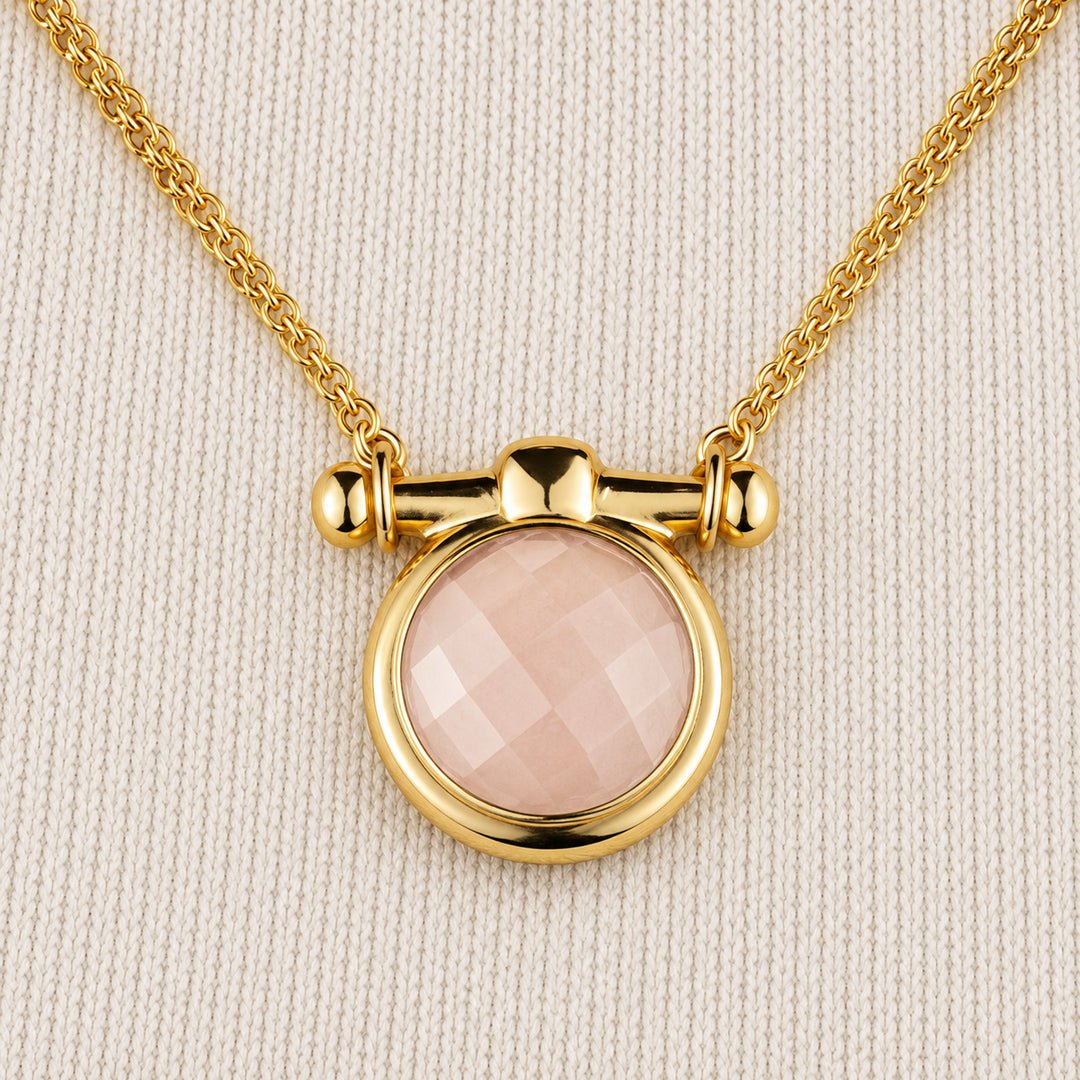 Adele Rose Quartz Horse Bit Necklace – Elegant Gift for Horse