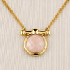 Adele - Rose Quartz Equestrian Horse Bit Necklace in Gold - Urban - Equestrian