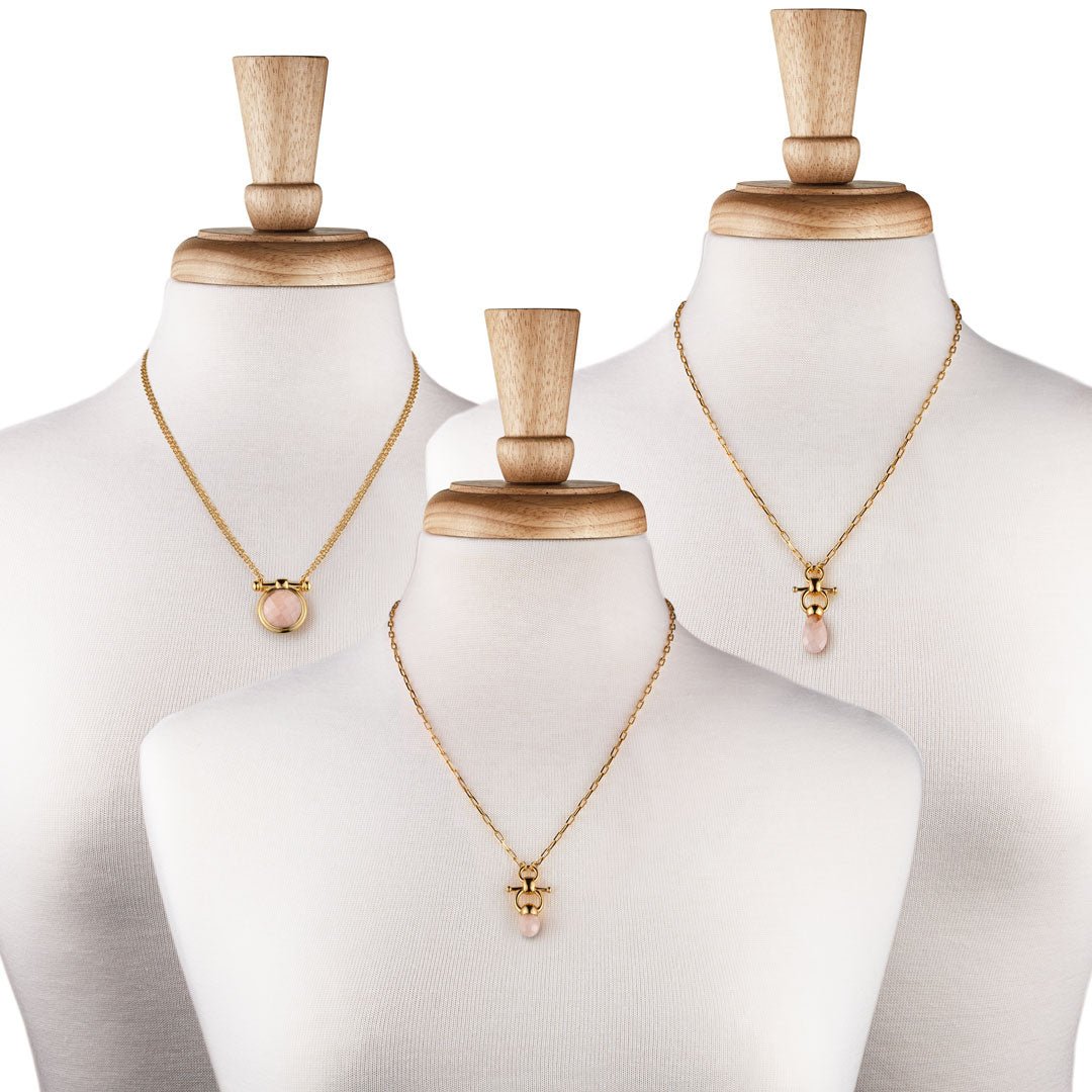 Adele Rose Quartz Horse Bit Necklace – Elegant Gift for Horse