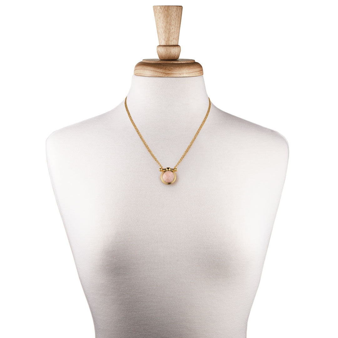 Adele Rose Quartz Horse Bit Necklace – Elegant Gift for Horse