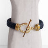 Aristo - 14K Gold Vermeil Black Leather Horseshoe Bracelet - Urban - Equestrian
