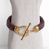 Aristo - 14K Gold Vermeil Brown Leather Horseshoe Bracelet - Urban - Equestrian