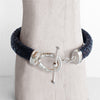 Aristo - Sterling Silver Black Leather Horseshoe Bracelet - Urban - Equestrian