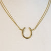 Ava - Horseshoe Pendant and Double Chain 14K Gold on Sterling Silver Necklace - Urban - Equestrian