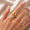Brio - Aqua Chalcedony Horse Bit Equestrian Ring in Gold - Urban-Equestrian