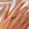 Brio - Black Onyx Horse Bit Equestrian Ring in Gold - Urban-Equestrian