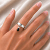 Brio - Black Onyx Horse Bit Equestrian Ring in Silver - Urban-Equestrian