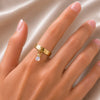Brio - Moonstone Horse Bit Equestrian Ring in Gold - Urban-Equestrian