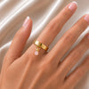 Brio - Rose Quartz Horse Bit Equestrian Ring in Gold - Urban-Equestrian