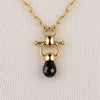 Brioletrte - Black Onyx Equestrian Horse Bit Necklace in Gold - Urban - Equestrian