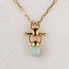 Briolette - Aqua Chalcedony Equestrian Horse Bit Necklace in Gold - Urban - Equestrian