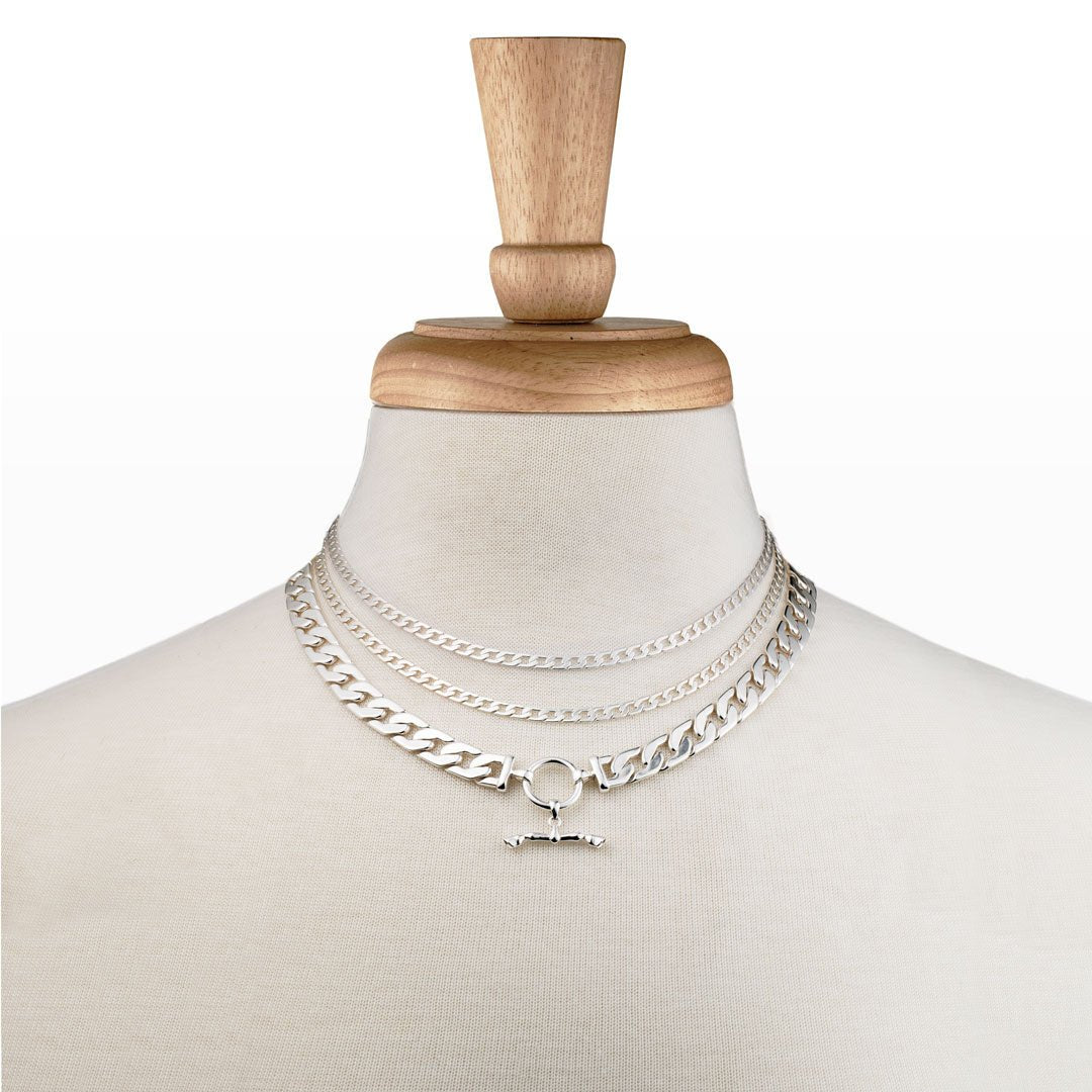 Cadence Silver Equestrian Curb Chain T-Bar Necklace | Urban-Equestrian