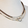 Calista Layered Sterling Silver Horseshoe Necklace on Brown Leather - Urban - Equestrian