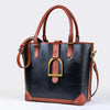 Signature - Riding Stirrup Tote Luxury Leather Handbag in Cognac on Black