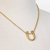 Classique - Horseshoe Pendant and Rolo Chain 14K Gold on Sterling Silver Necklace - Urban - Equestrian