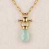 Droplette - Aqua Chalcedony Equestrian Horse Bit Necklace in Gold - Urban - Equestrian