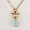 Droplette - Aqua Chalcedony Equestrian Horse Bit Necklace in Gold - Urban - Equestrian