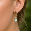 Droplette - Aqua Chalcedony Horse Bit Equestrian Earring in Gold - Urban - Equestrian