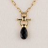 Droplette - Black Onyx Equestrian Horse Bit Necklace in Gold - Urban - Equestrian