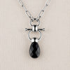 Droplette - Black Onyx Equestrian Horse Bit Necklace in Silver - Urban - Equestrian