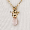 Droplette - Rose Quartz Equestrian Horse Bit Necklace in Gold - Urban - Equestrian