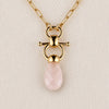 Droplette - Rose Quartz Equestrian Horse Bit Necklace in Gold - Urban - Equestrian