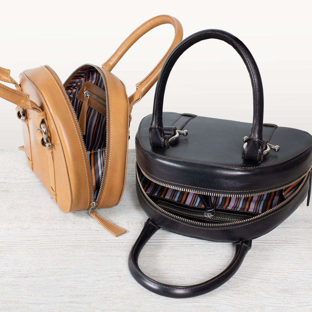 Kella Horse Bit Hardware and Italian Leather Black Vanity Bag Urban Equestrian
