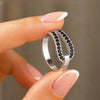 Levade - Black Moissanite Equestrian Horseshoe Ring in Silver - Urban-Equestrian