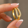 Levade - Moissanite Equestrian Horseshoe Ring in Gold - Urban-Equestrian