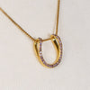Levade - Violet Moissanite Horseshoe Equestrian Necklace in Gold - Urban - Equestrian