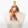 Manon - Stylized Equestrian Pattern in Tangerine Silk Scarf - Urban - Equestrian
