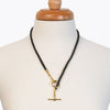 Odeza - 14K Gold on Brass Leather Horse Bit Toggle Necklace - Urban - Equestrian