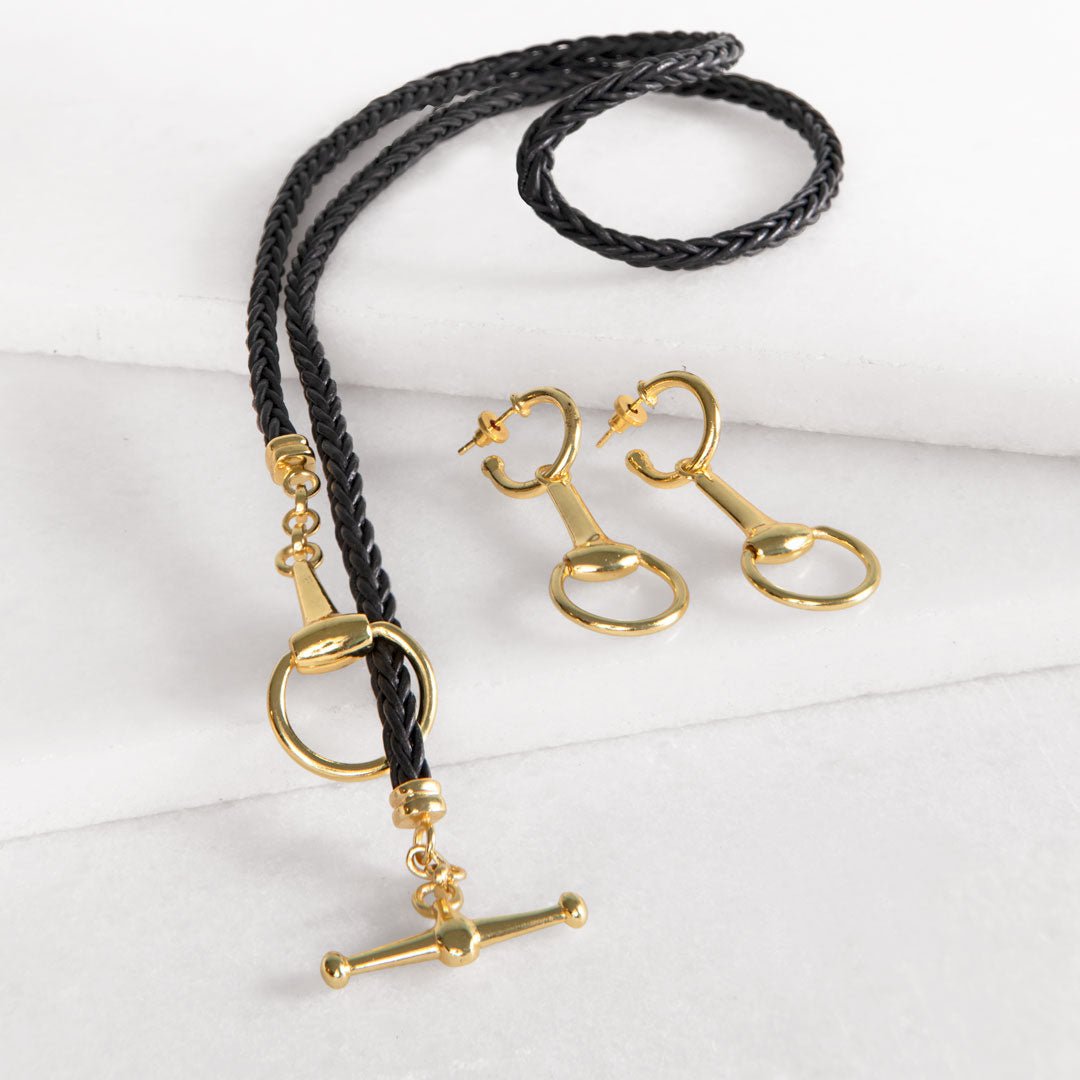 ODEZA Braided Leather Horse Bit Necklace – Equestrian Jewelry