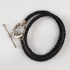 Roundup - Braided Leather Horseshoe Bracelet in Black & Silver - Urban - Equestrian