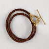 Roundup - Braided Leather Horseshoe Bracelet in Brown & Gold - Urban - Equestrian