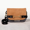 Saratoga - Horse Bit Crossbody Luxury Leather Handbag in Black on Chestnut - Urban - Equestrian
