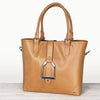 Signature Stirrup - Italian Leather with Nickel Hardware and Horse Stirrup Caramel Tote Bag - Urban - Equestrian