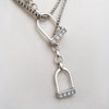 Sojourn - Moonstone Equestrian Stirrup Necklace in Silver - Urban-Equestrian