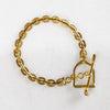 T Bar Petite Chain Stirrup Buckle Clasp 14K Gold Plated Brass Bracelet - Urban - Equestrian