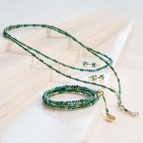 Keepsake Turquoise Stirrup Necklace - Gold