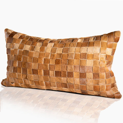 Adagio Real Cowhide Lumbar Pillow w/ Feather Down Insert - Brown - www.urban-equestrian.com