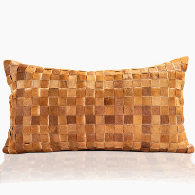 Adagio Real Cowhide Lumbar Pillow w/ Feather Down Insert - Brown - www.urban-equestrian.com