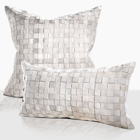 Adagio Real Cowhide Lumbar Pillow w/ Feather Down Insert - Ivory - www.urban-equestrian.com